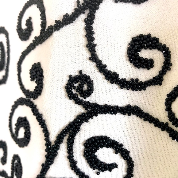 Vintage Find! Arden B || Black & White Caviar Beaded Tank Top Size Small - Picture 8 of 11